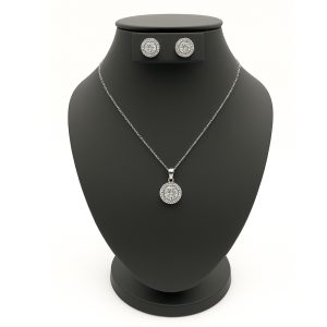 Set collar y aretes zirconia con diamantes a los lados